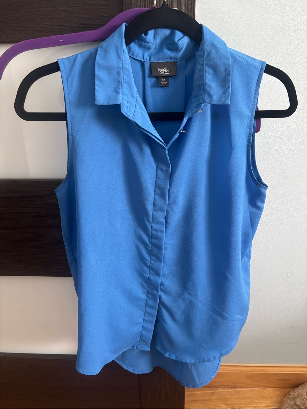 Worthington Sleeveless Collared Button-Front Camisole - Bright Blue
